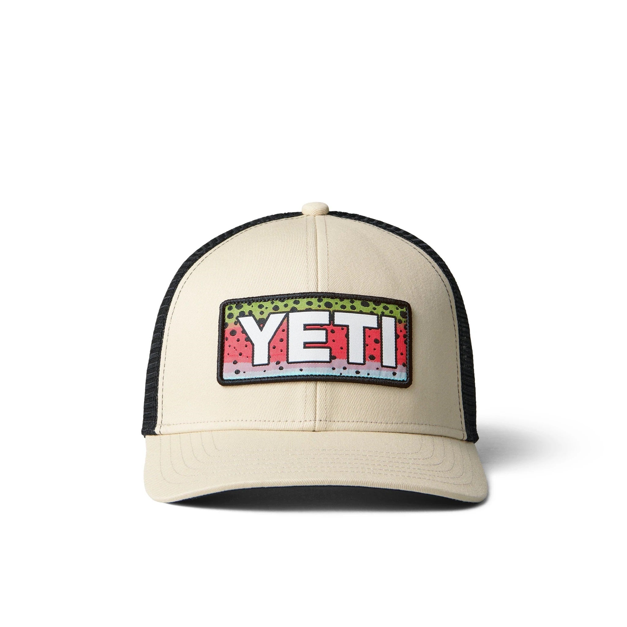 YETI Rainbow Trout Logo Badge 60/40 Trucker Hat - Cream