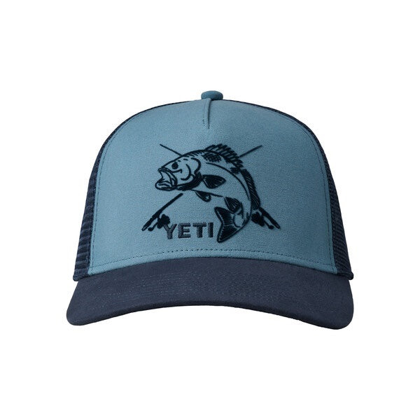 YETI Fishing Bass 5 Panel Bow Fit Trucker Hat - Blue / Navy