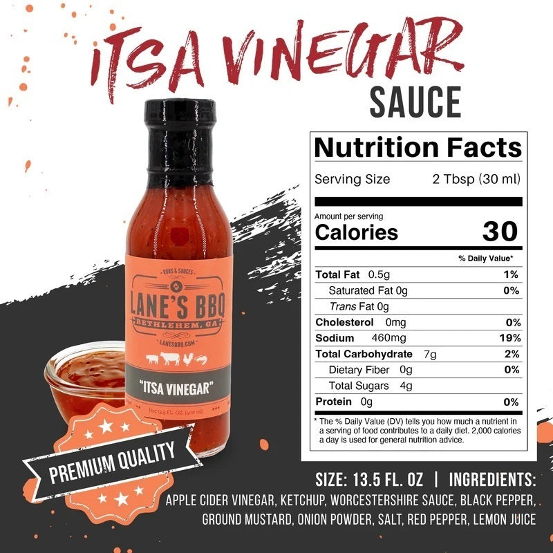 Lane's BBQ'' Itsa Vinegar' Sauce - 328g (13.5oz) - CLEARANCE
