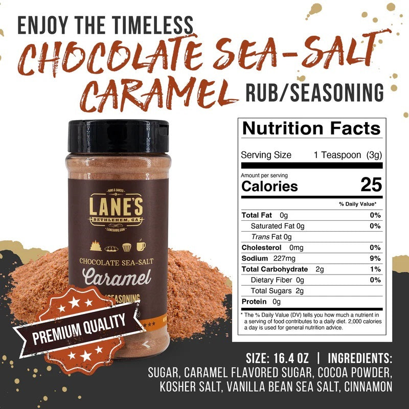 Lane's BBQ 'Chocolate Sea-Salt Caramel' Rub (16.4oz) 464g