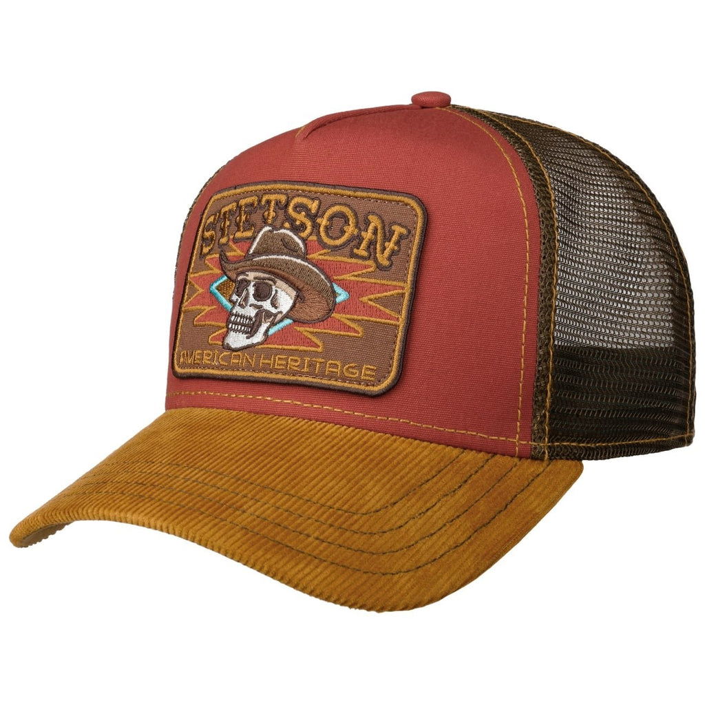 Stetson Cowboy Skull Trucker Cap - Red