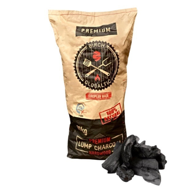 Globaltic Restaurant Quality Birch Lumpwood Barbecue Charcoal - 10kg