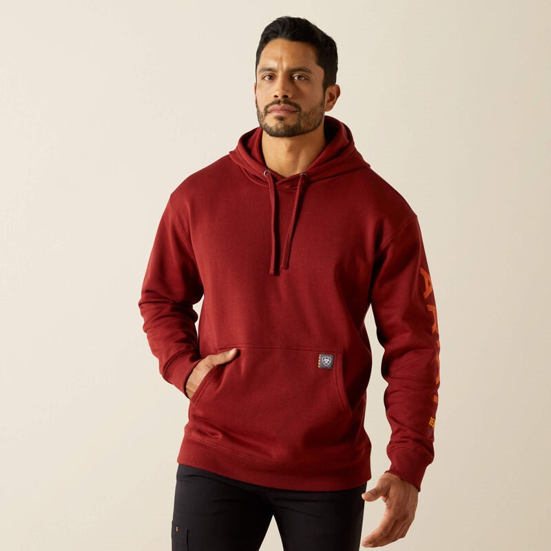 Ariat Mens Rebar Graphic Hoodies - Heather Grey/Deep Ultramarine