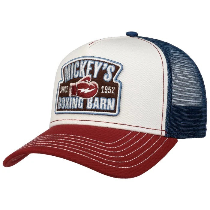 JJ Hats Boxing Barn Trucker Cap - Blue / White