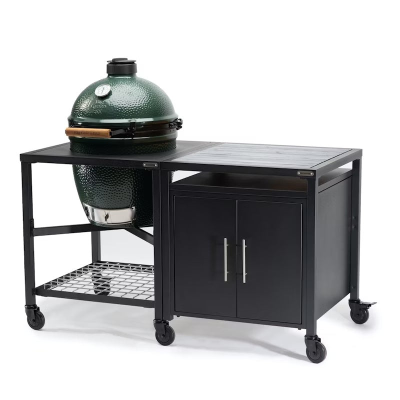 Big Green Egg Large Modular Nest, Expansion Cabinet & Distressed Acacia Shelf