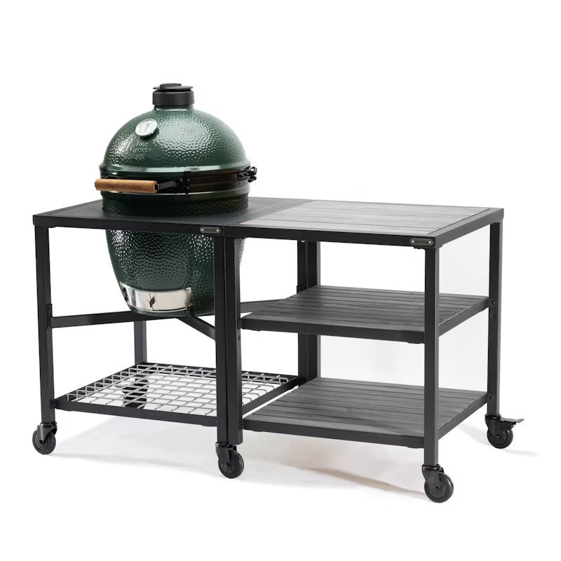 Big Green Egg Large Modular Nest, Expansion Cabinet & Distressed Acacia Shelves