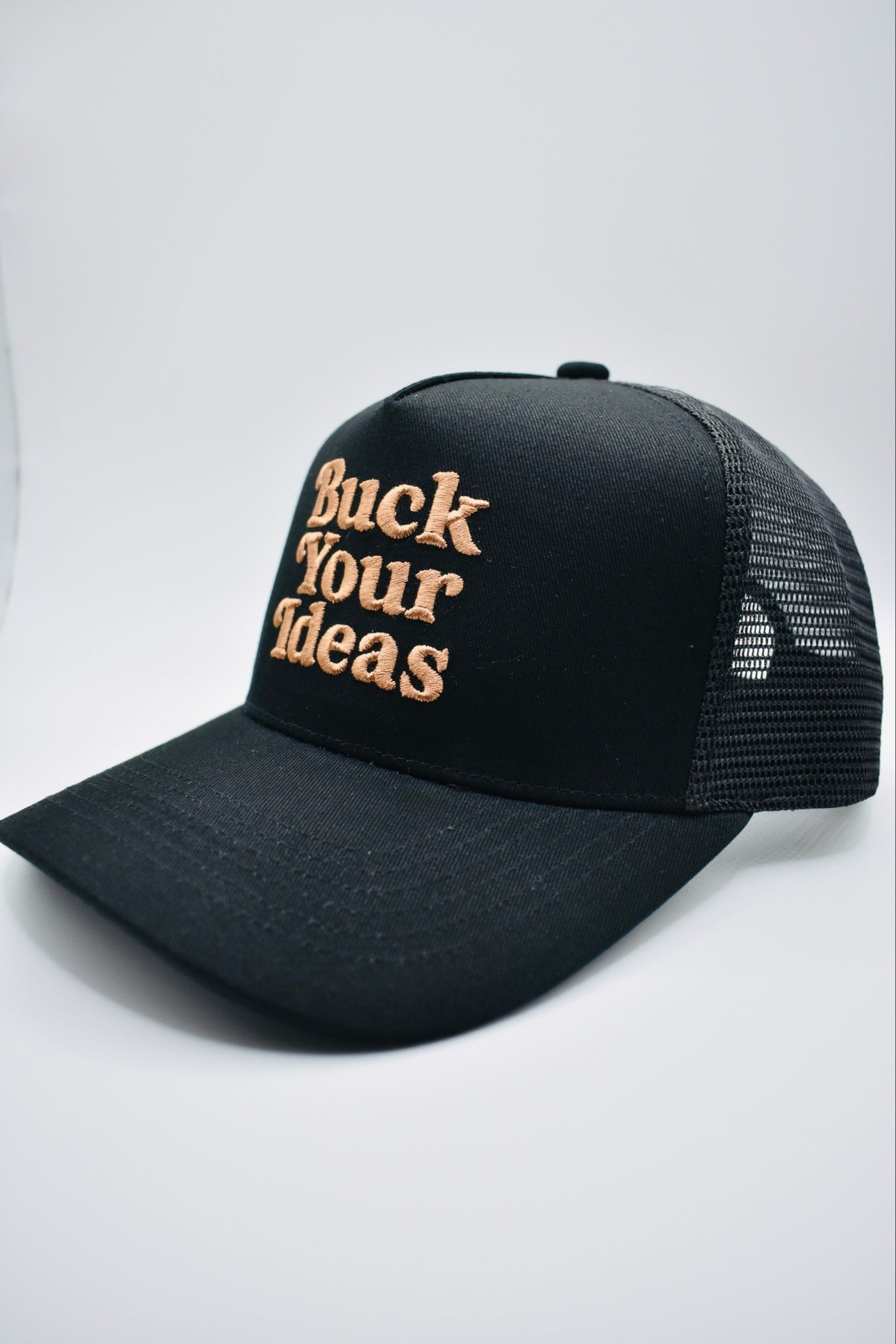 Buck Your Ideas Trucker Cap - Black / Tan