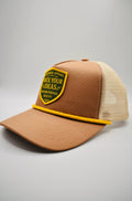Buck Your Ideas Farmhouse Apparel Trucker Cap - Tan / Yellow