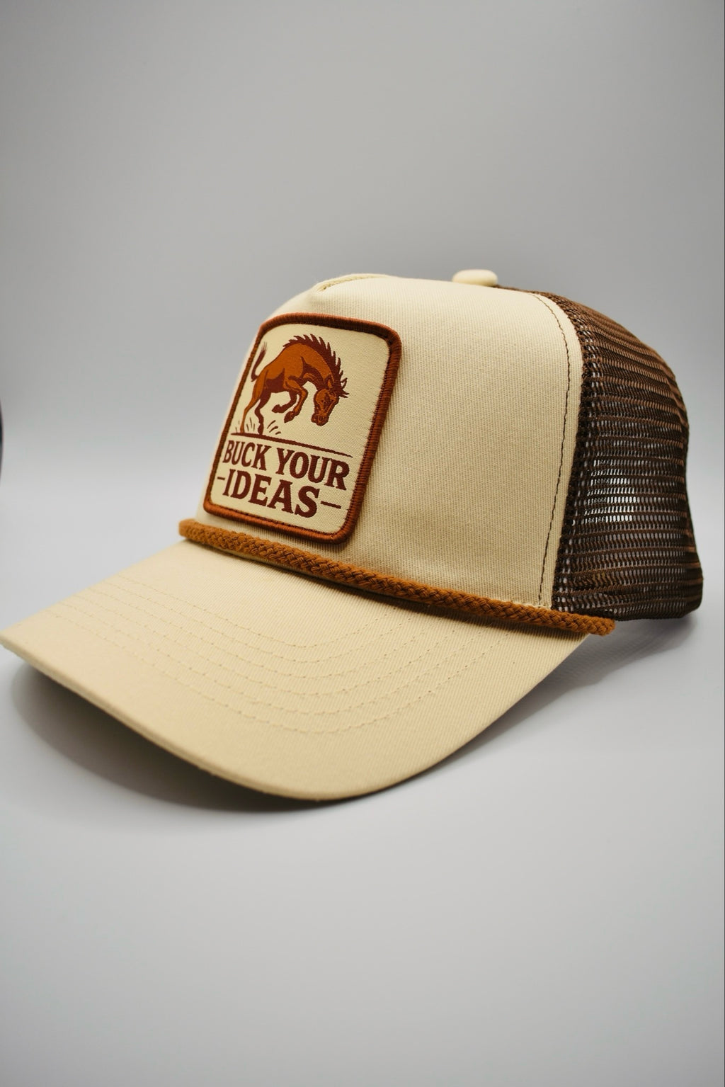 Buck Your Ideas Bucking Patch Trucker Cap - Brown / Cream