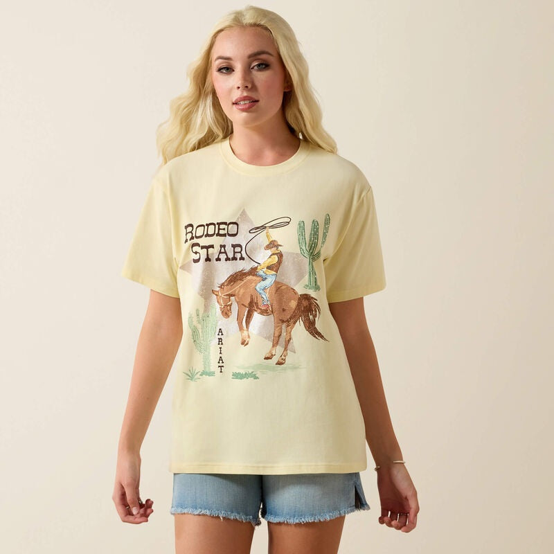 Ariat Womens Rodeo Star Boyfriend T-Shirts - Pear Sorbet