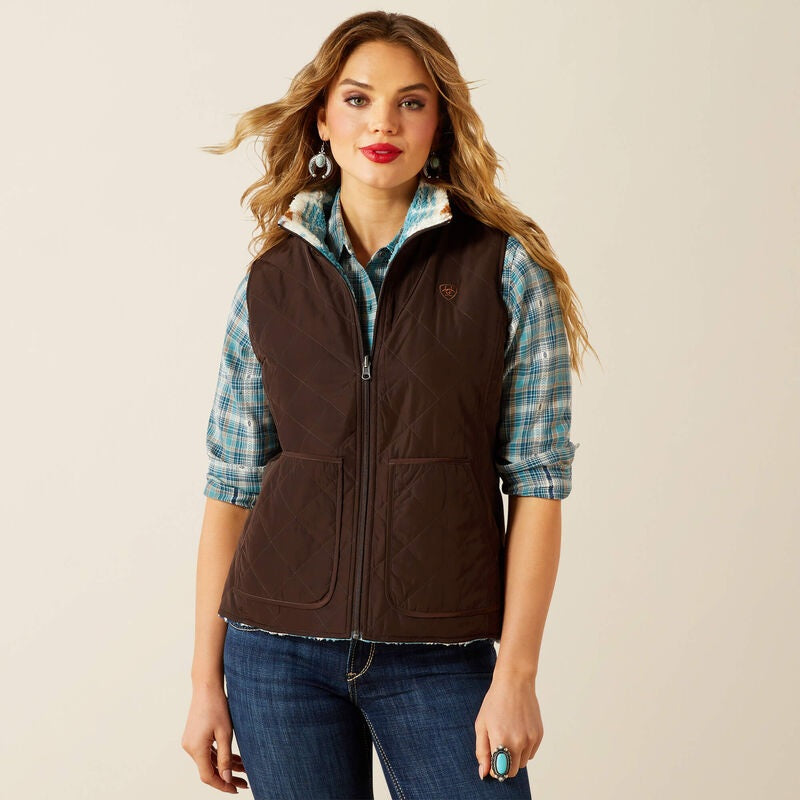 Ariat Womens Dilon 2.0 Reversible Insulated Gilets - Mole