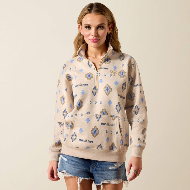 Ariat Womens Sapphire 1/2 Zip Sweatshirts - Oatmeal Heather