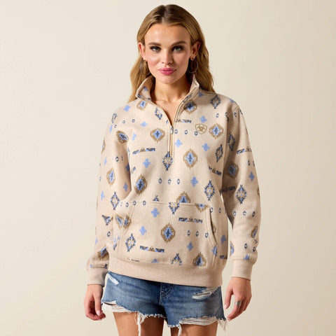 Ariat Womens Sapphire 1/2 Zip Sweatshirts - Oatmeal Heather