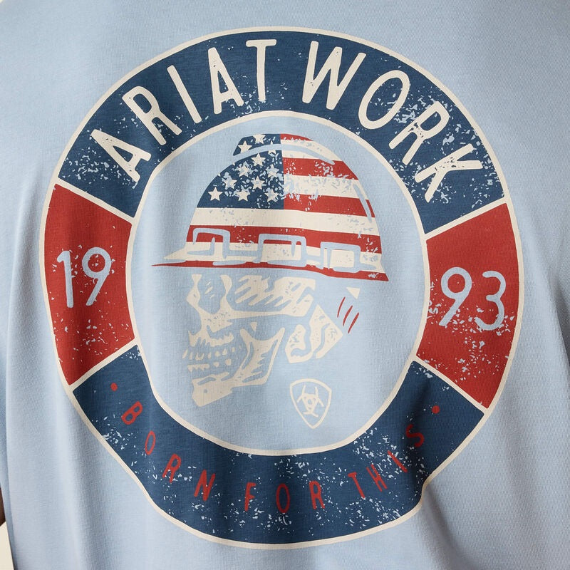 Ariat Rebar Cotton Strong Skull T-Shirts - Dusty Blue