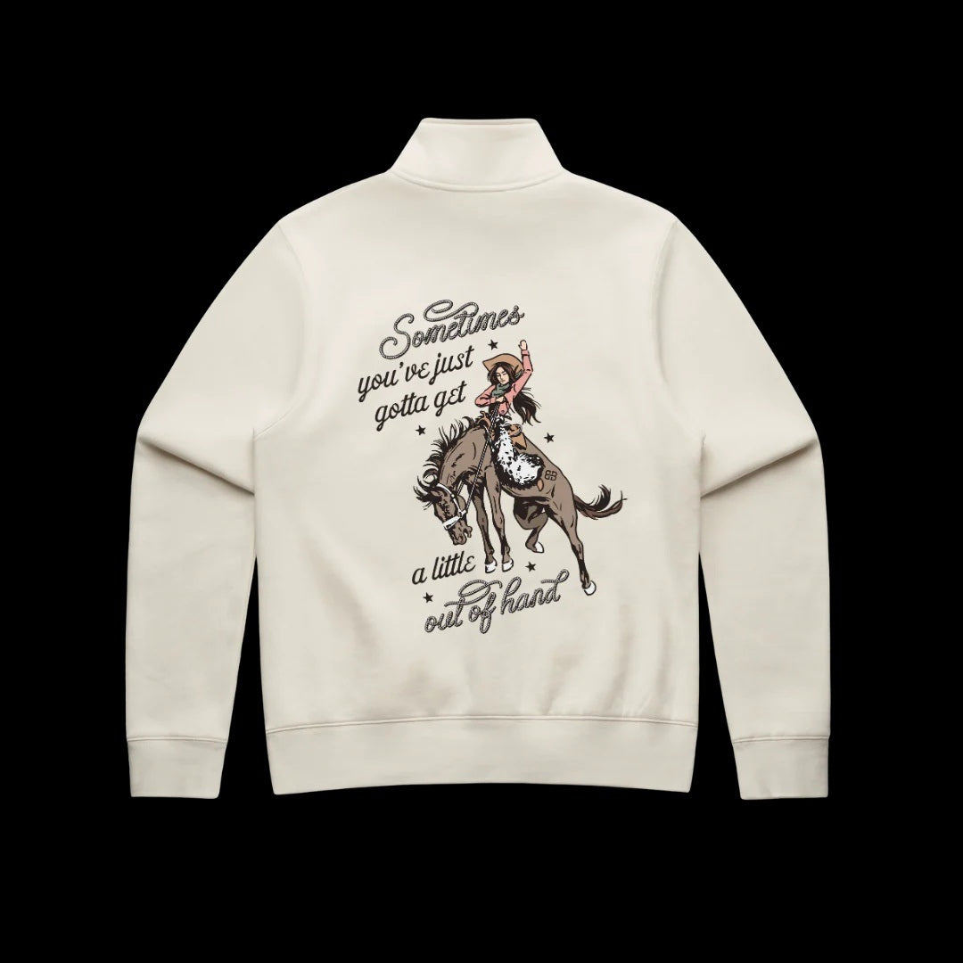 Binks & Bo Ladies Outta Hand Ladies Quarter Zip Sweaters - Ecru