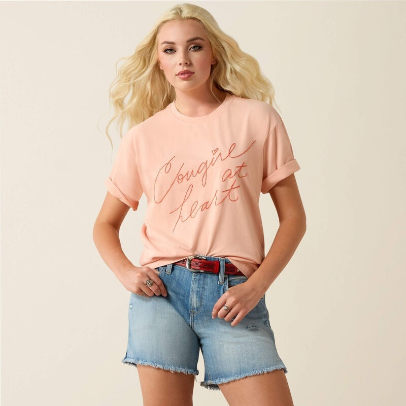 Ariat Womens Cowgirl at Heart T-Shirts - Tropical Peach