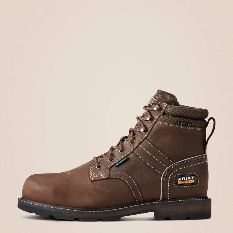 Ariat Mens Groundbreaker 6'' Lace Steel Toe Waterproof Work Boots