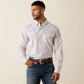 Ariat Mens Tony Fitted Western Snap Shirts - White Geo Print