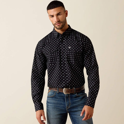 Ariat Mens Truth Fitted Western Snap Shirts - Black Paisley Print