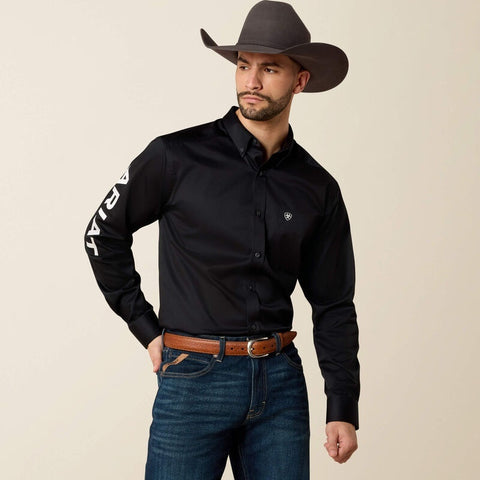 Ariat Team Logo Twill Fitted Western Shirts - Black/White