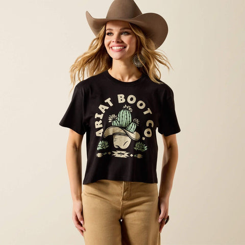 Ariat Womens Cacti Cowboy Hat T-Shirts - Black