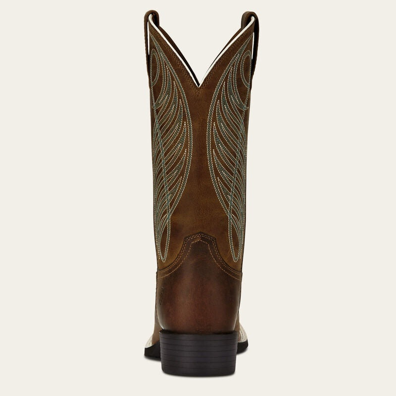 Ariat Womens Round Up Wide Square Western Boots - Powder Brown
