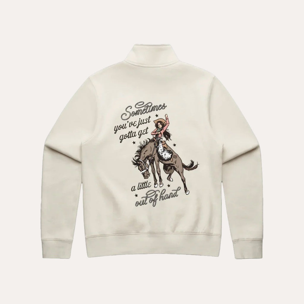 Binks & Bo Ladies Outta Hand Ladies Quarter Zip Sweaters - Ecru
