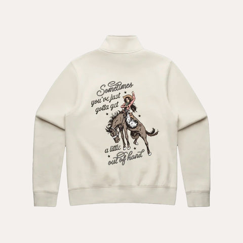 Binks & Bo Ladies Outta Hand Ladies Quarter Zip Sweaters - Ecru
