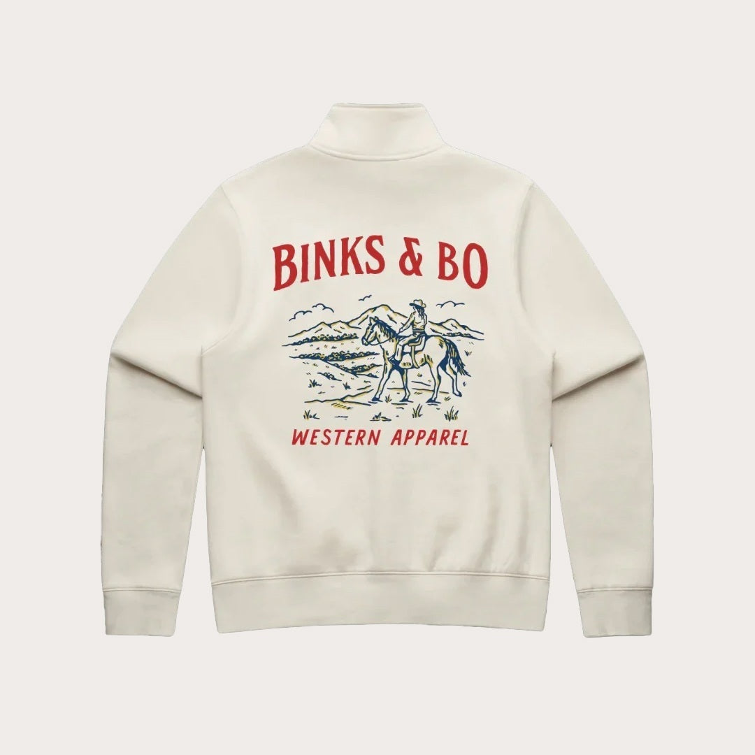 Binks & Bo Western Apparel Ladies Quarter Zip Sweaters - Ecru