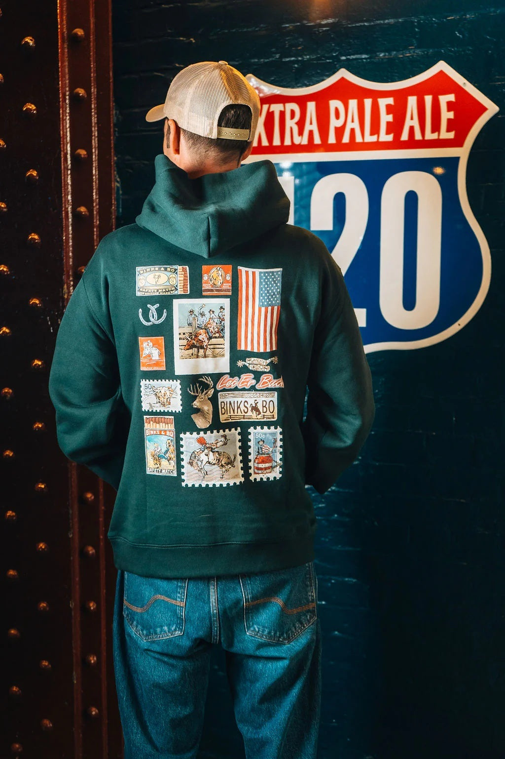 Binks & Bo Unisex Rodeo Heritage Hoodies - Pine Green