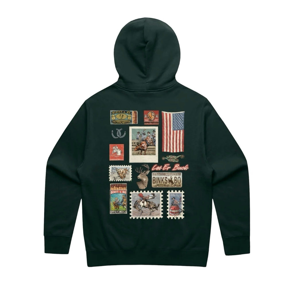 Binks & Bo Unisex Rodeo Heritage Hoodies - Pine Green
