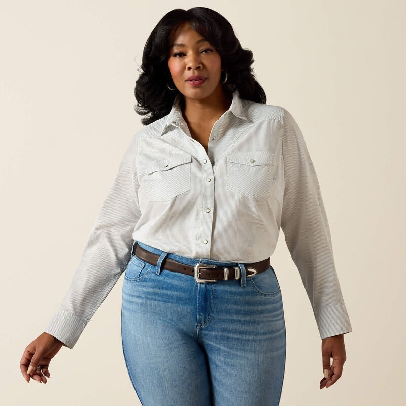 Ariat Womens Stella Western Snap Shirts - Rope Stripe
