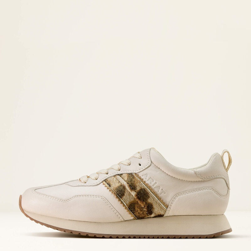 Ariat Womens Ranch Runner Trainers - Bright Cream / Gilded Leopard Hair On