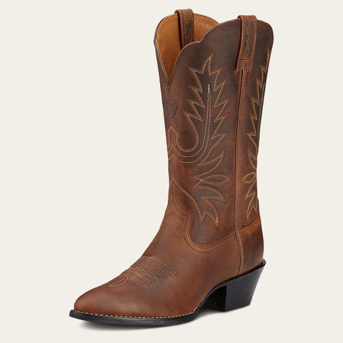 Ariat Womens Heritage R Toe Western Boots - Distressed Brown