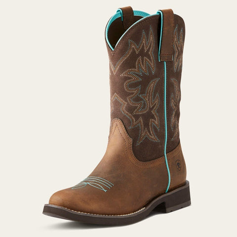 Ariat Womens Delilah Round Toe Western Boots - Distressed Brown