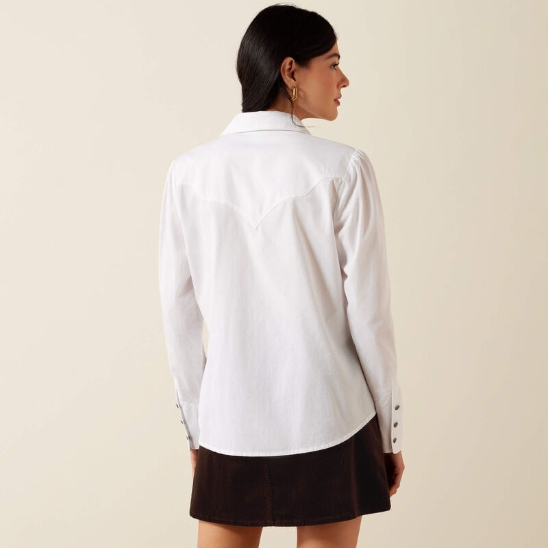 Ariat Womens Lattice Western Shirts - White