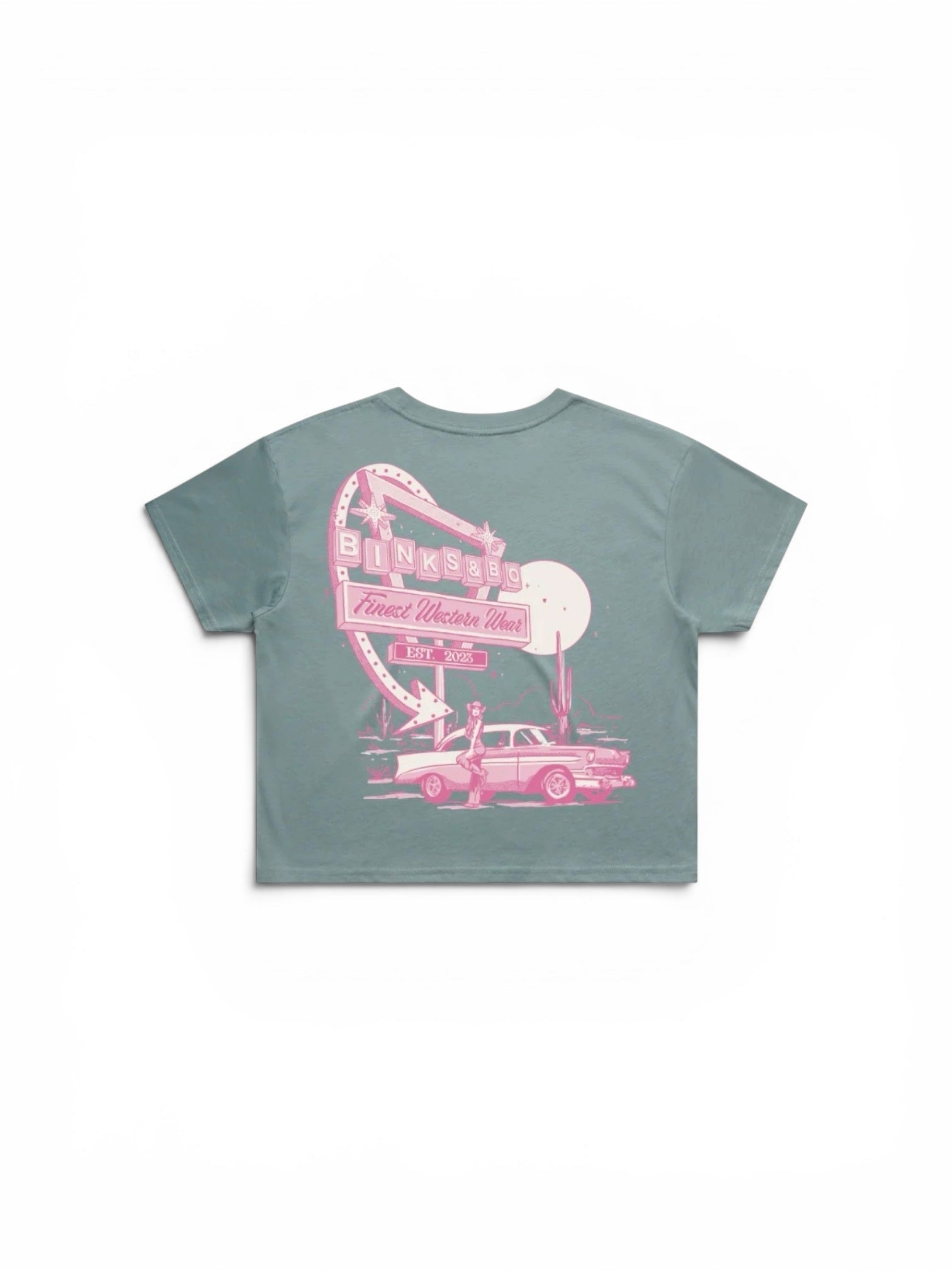 Binks & Bo Ladies Desert Drive In Cropped Tees - Mineral