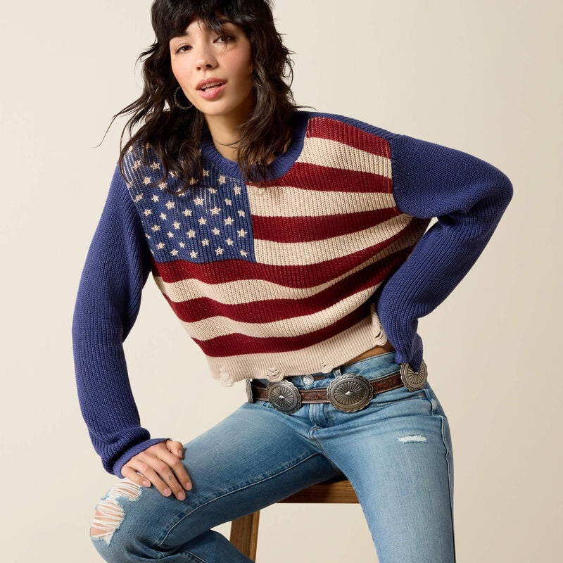 Ariat Womens Americana Sweaters - Indigo Knit