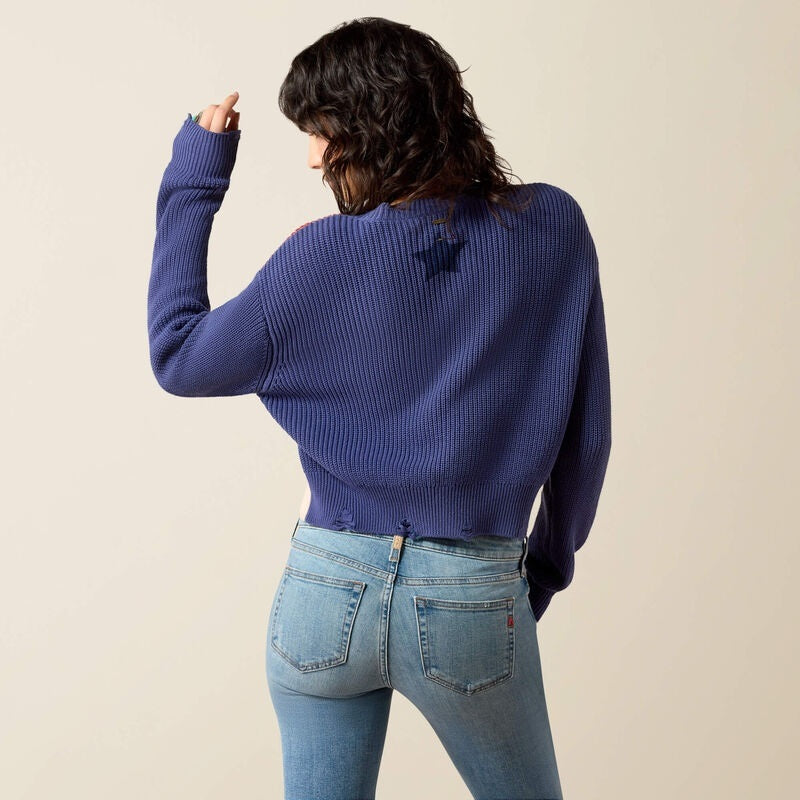 Ariat Womens Americana Sweaters - Indigo Knit