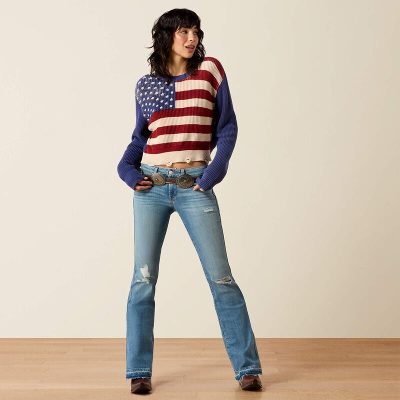 Ariat Womens Americana Sweaters - Indigo Knit
