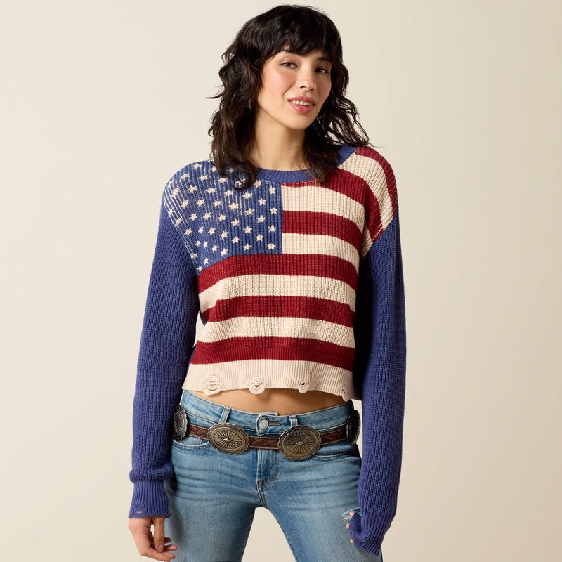 Ariat Womens Americana Sweaters - Indigo Knit