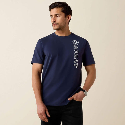 Ariat Vertical Logo T-Shirts - Navy