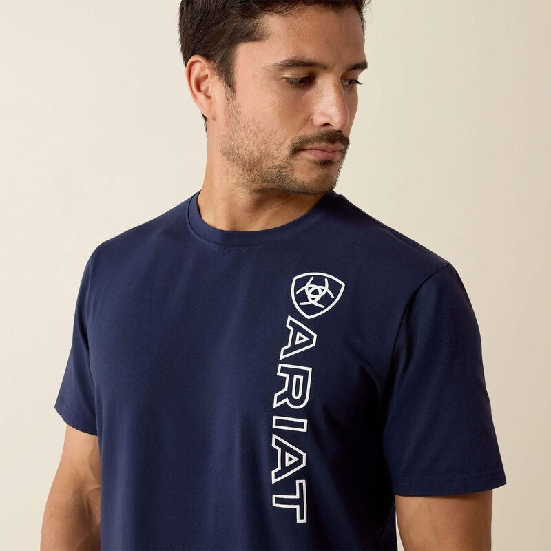 Ariat Vertical Logo T-Shirts - Navy