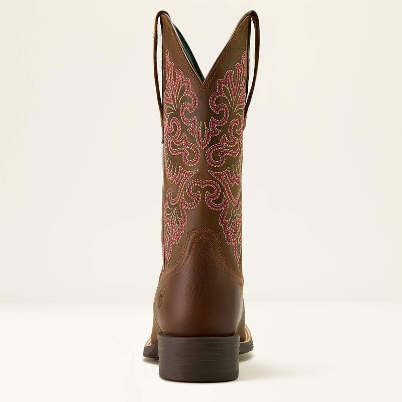 Ariat Womens Round Up StretchFit Wide Square Toe Western Boots - Sassy Brown