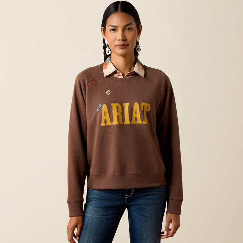 Ariat Womens Essential Crew Sweatshirts - Chicory Coffee Heather