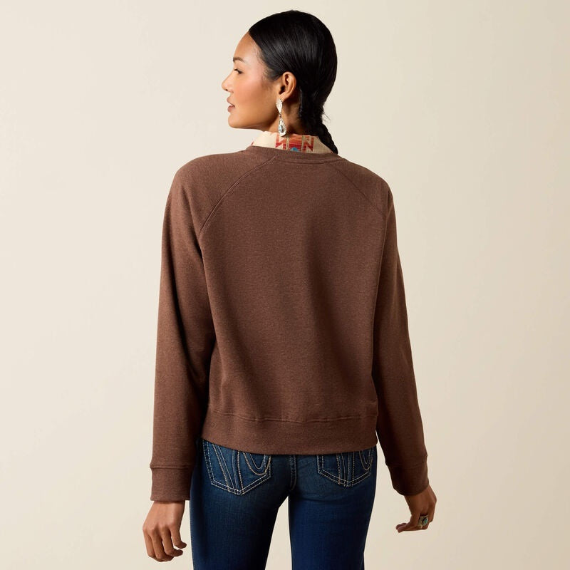 Ariat Womens Essential Crew Sweatshirts - Chicory Coffee Heather
