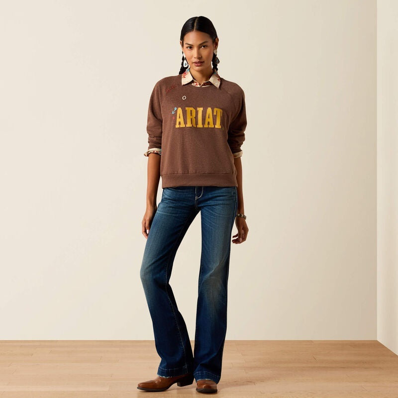 Ariat Womens Essential Crew Sweatshirts - Chicory Coffee Heather