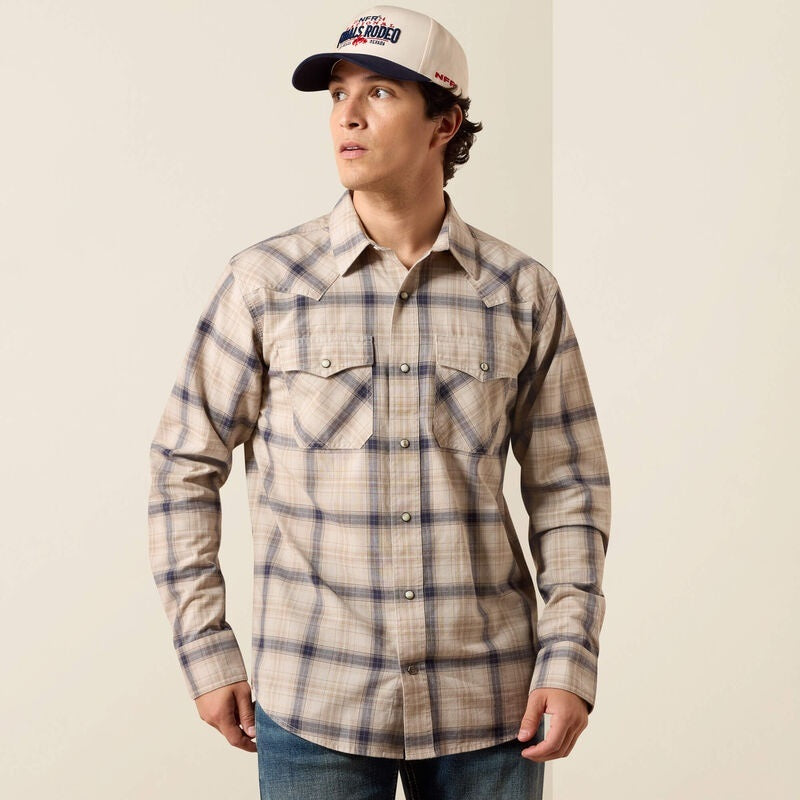 Ariat Retro Hudde Fitted Snap Shirts - Peyote Plaid