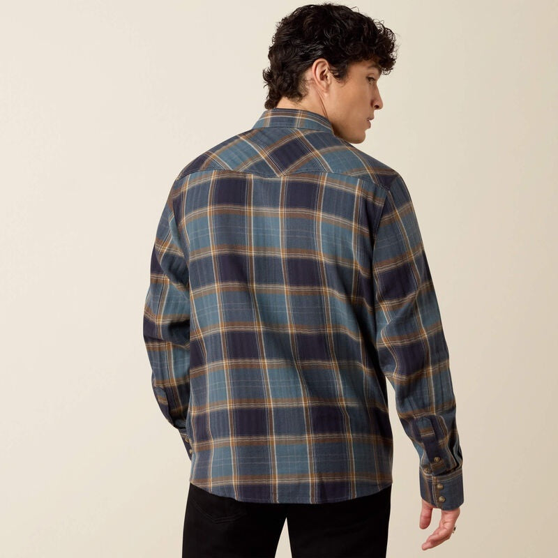 Ariat Retro Harbert Fitted Snap Shirts - Inkwell Plaid