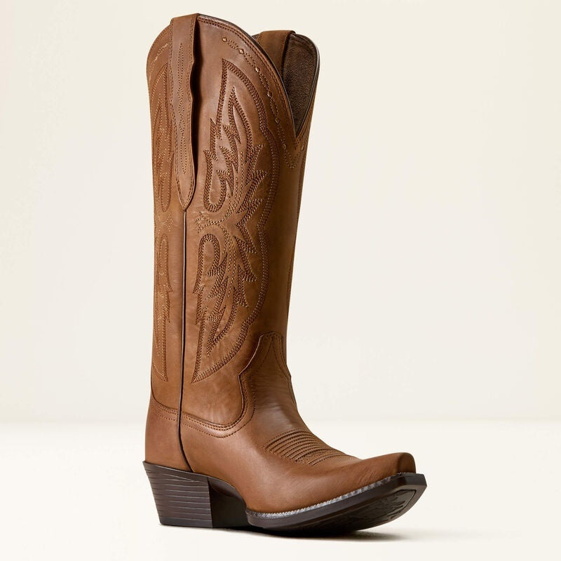 Ariat Womens Heriatge X Toe Elastic Wide Calf Western Boots - Distressed Brown